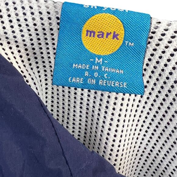 Vintage 90's On Your Mark Women's Navy Blue Windbreaker Zip Jacket Mesh Lining - Picture 6 of 7